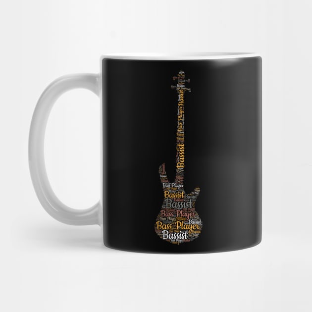 Bass Guitar Silhouette Word Cloud for Bassist Bass Player by jodotodesign